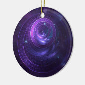 Violet und Blaue Geometrie eines Himmelswurmlochs Keramik Ornament (Links)