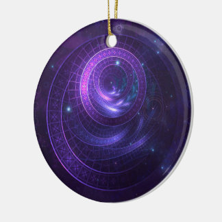 Violet und Blaue Geometrie eines Himmelswurmlochs Keramik Ornament
