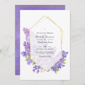 Violet und Gold Herbarium QR Code UAWG Wedding Einladung (Vorne/Hinten)