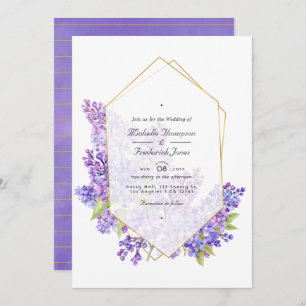 Violet und Gold Herbarium QR Code UAWG Wedding Einladung