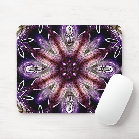 Violet und Magenta Kosmische Blume Kaleidoskop Mousepad (Mit Mouse)