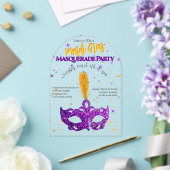 Violet und Orange Glitzern Mask Mardi Gras Party Acryleinladungen (Insitu (Hochzeit))