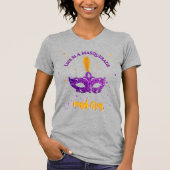 Violet und Orange Glitzern Mask Mardi Gras T-Shirt (Vorderseite)