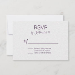 Violet und White Wedding RSVP Karte