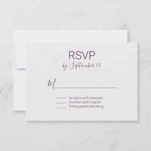 Violet und White Wedding RSVP Karte
