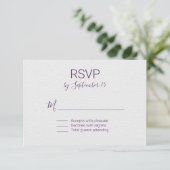 Violet und White Wedding RSVP Karte (Stehend Vorderseite)