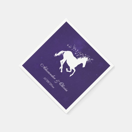 Violet Unicorn Brautparty Napkin Serviette (Ecke)
