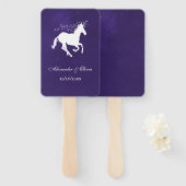 Violet Unicorn Gastgeschenk Hochzeit Hand Fan Fächer (Vorne und Hinten)