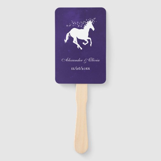 Violet Unicorn Gastgeschenk Hochzeit Hand Fan Fächer (Vorderseite)