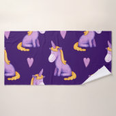 Violet Unicorns Hört Wasserfarbmuster. Badehandtuch (Badehandtuch)