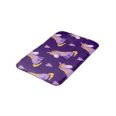 Violet Unicorns Hört Wasserfarbmuster. Badematte (Schrägansicht)