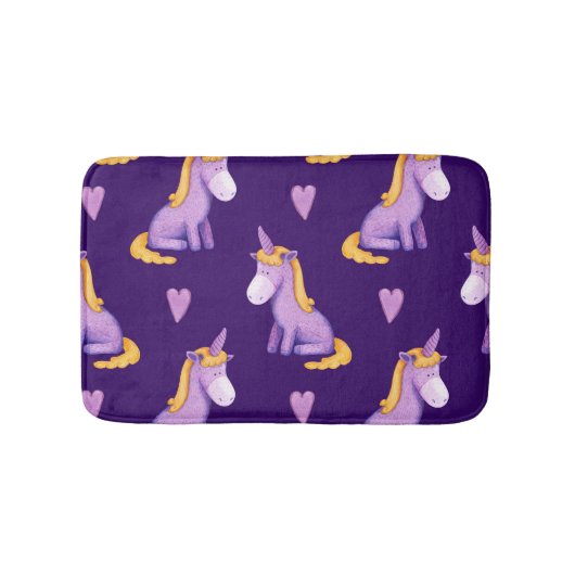 Violet Unicorns Hört Wasserfarbmuster. Badematte (Vorderseite)