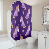 Violet Unicorns Hört Wasserfarbmuster. Duschvorhang (Beispiel)