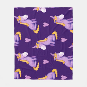 Violet Unicorns Hört Wasserfarbmuster. Fleecedecke