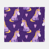 Violet Unicorns Hört Wasserfarbmuster. Fleecedecke (Vorderseite (Horizontal))