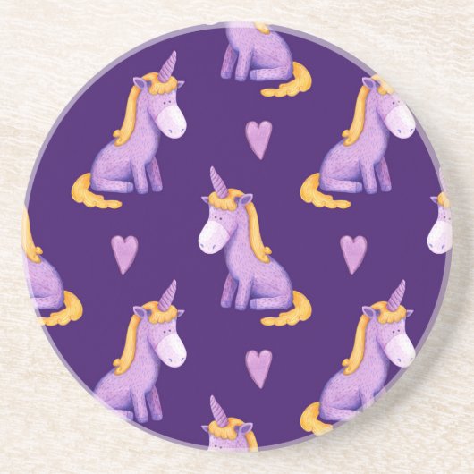 Violet Unicorns Hört Wasserfarbmuster. Getränkeuntersetzer (Vorne)