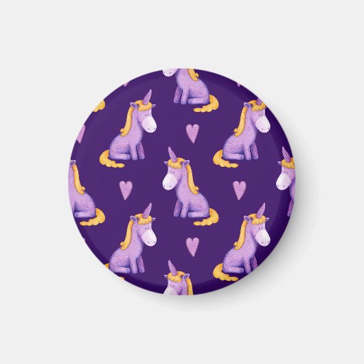 Violet Unicorns Hört Wasserfarbmuster. Magnet (Vorne)