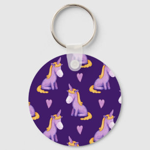 Violet Unicorns Hört Wasserfarbmuster. Schlüsselanhänger