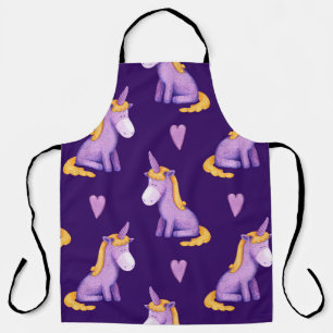 Violet Unicorns Hört Wasserfarbmuster. Schürze