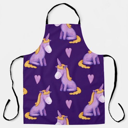 Violet Unicorns Hört Wasserfarbmuster. Schürze (Vorderseite)