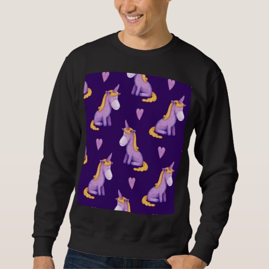 Violet Unicorns Hört Wasserfarbmuster. Sweatshirt (Vorderseite)