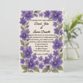 Violet Veil Photo Wedding Invitation Einladung (Stehend Vorderseite)