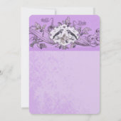 Violet Vintage Vögel Eichenbaum Scroll Hochzeit Einladung (Rückseite)