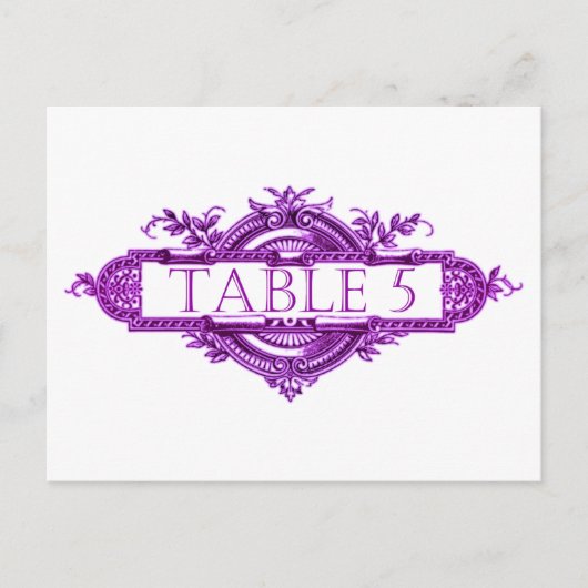 Violet Vintage Wedding Empfang Tischnummern (Vorderseite)