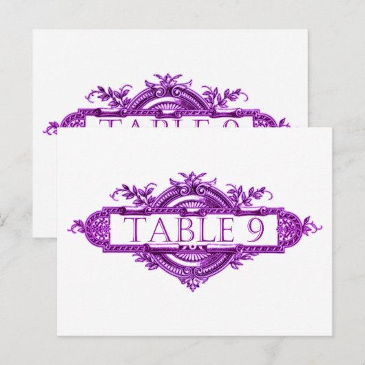 Violet Vintage Wedding Empfang Tischnummern (Vorne/Hinten)