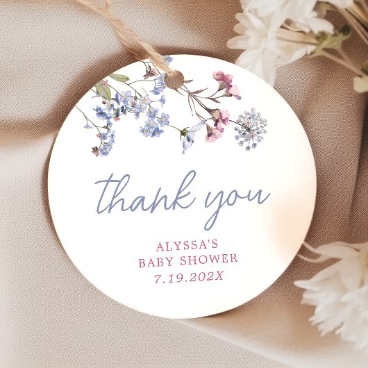 Violet Vintage Wildblume Kinderdusche Begrüßungsta Geschenkanhänger