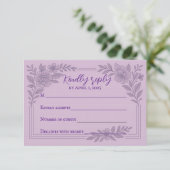 Violet Vows Traditionelle Hochzeitskarte RSVP Karte (Stehend Vorderseite)