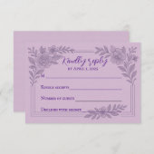 Violet Vows Traditionelle Hochzeitskarte RSVP Karte (Vorne/Hinten)