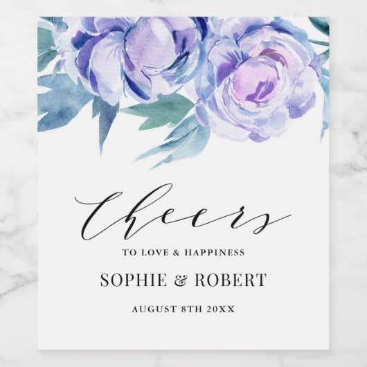 Violet Wasserfarbene Gastgeschenk Hochzeit Weinetikett (Einzelnes Label)