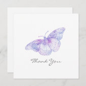 Violet Watercolor Butterfly Danke Karte (Vorne/Hinten)