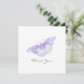 Violet Watercolor Butterfly Danke Karte (Stehend Vorderseite)