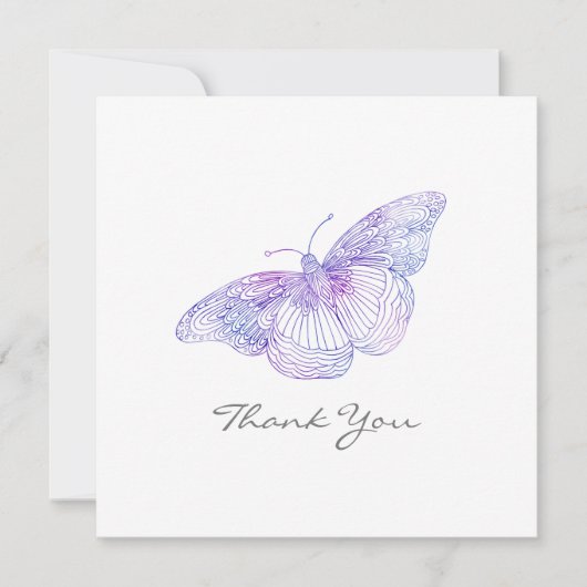 Violet Watercolor Butterfly Danke Karte (Vorderseite)