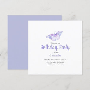 Violet Watercolor Butterfly Einladung