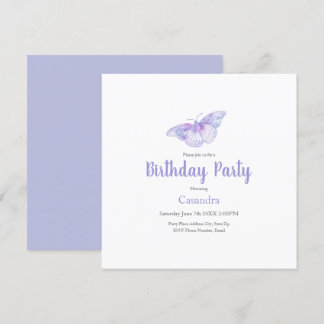 Violet Watercolor Butterfly Einladung