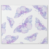 Violet Watercolor Butterfly Pattern Geschenkpapier (Flach)