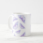 Violet Watercolor Butterfly Pattern Kaffeetasse (Vorderseite Links)
