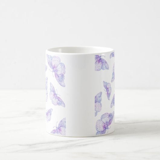 Violet Watercolor Butterfly Pattern Kaffeetasse (Mittel)