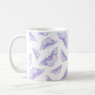Violet Watercolor Butterfly Pattern Kaffeetasse