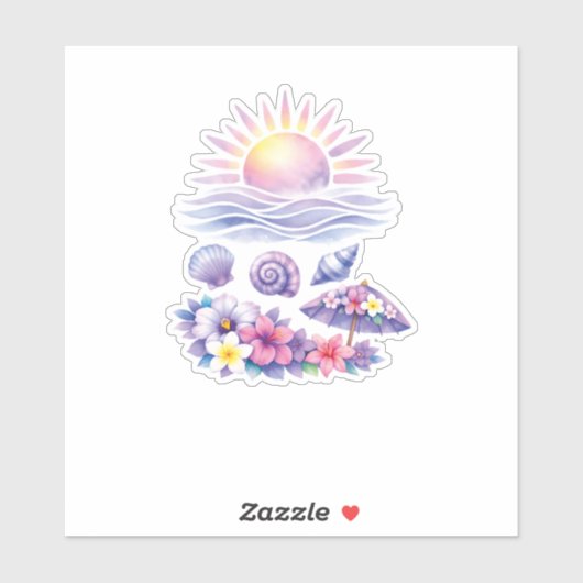 violet watercolor creative beach aufkleber (Blatt)