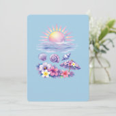 violet watercolor creative beach einladung (Stehend Vorderseite)