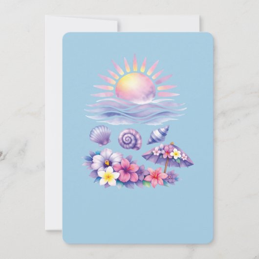 violet watercolor creative beach einladung (Vorderseite)