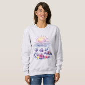 violet watercolor creative beach sweatshirt (Vorne ganz)