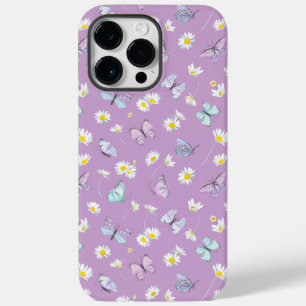 Violet Watercolor Daisy und Butterfly Case-Mate iPhone 14 Pro Max Hülle
