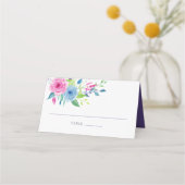 Violet Watercolor Floral Wedding Tischnummer Platzkarte (Vorderseite)