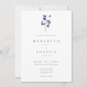 Violet Watercolor Minimalist Elegant Wedding Einladung (Vorderseite)