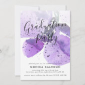 Violet Watercolor Orchid Graduation Party Einladung (Vorderseite)